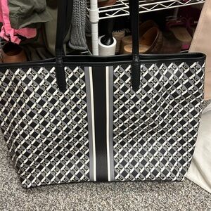 Tory Burch Black and White Patterned Tote